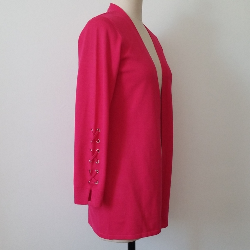 Lace up Sleeve Sweater Cardigan